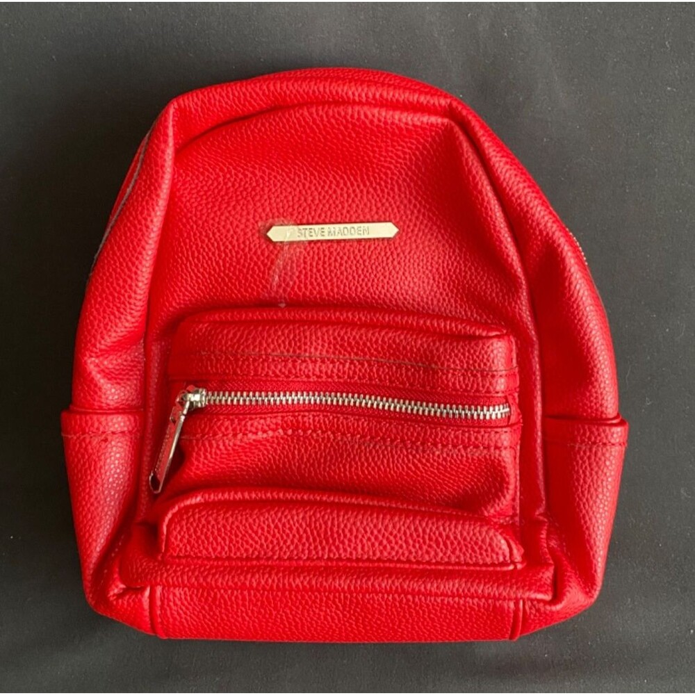 Steve Madden Faux Leather Mini Red Backpack Purse